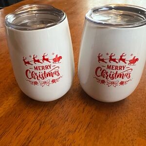 Festive Merry Christmas Tumblers - White with Red Design